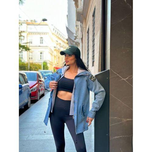 Kadın Ek Parça Kapüşon Kol Arma Detay Gabardin Ceket