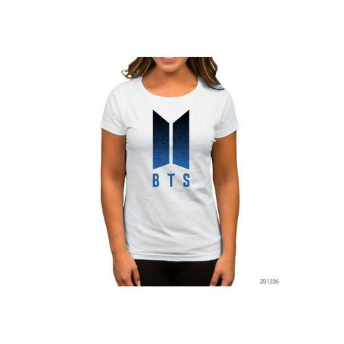 BTS Blue Logo Beyaz Kadın Tişört
