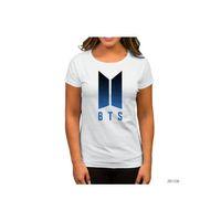 BTS Blue Logo Beyaz Kadın Tişört