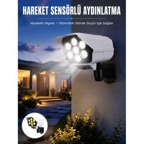 Solar Bahçe Aydınlatması Hareket Sensörlü Uzaktan Kumandalı Kamera Görünümlü Yeni Nesil