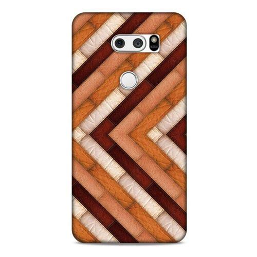 LG K50S Kılıf Patchwork (40) Fit Silikon Kılıf Kahverengi Beyaz