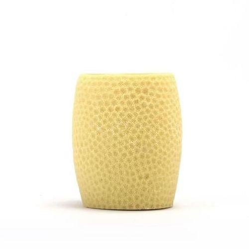 2 Adet Diş Fırçalık,Macunluk Sarı Petek Desenli Poliresin 8X8X10Cm 400Ml Banyo Seti