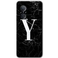 MRCİLETİSİM Huawei Nova 9 SE Kılıf HD Desen Baskılı Arka Kapak+Temperli Cam - Siyah Mermer Desenli Y Harfi