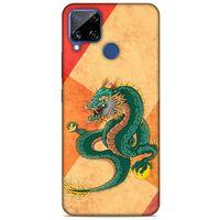Oppo Realme C15 Kılıf Dragons (24) Darbe Emici Kılıf Tatoo Yeşil Ejderha
