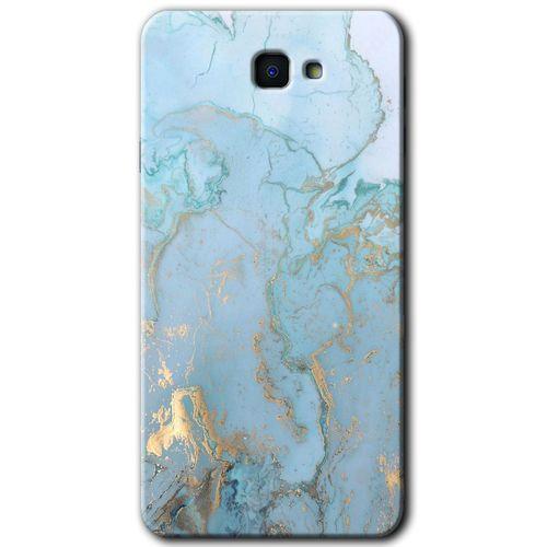 MRCİLETİSİM MRCİLETİSİM Samsung Galaxy J7 Prime Kılıf HD Desen Baskılı Arka Kapak + Temperli Cam - Mavi Gold Mermer