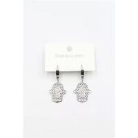 Taşlı Fatıma Eli Küpe - Gümüş