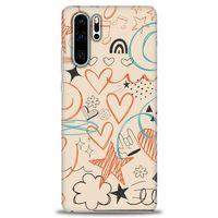 Huawei P30 Pro Kılıf HD Baskılı Kılıf - Notalar Turuncu + Tam Ekran Koruyucu
