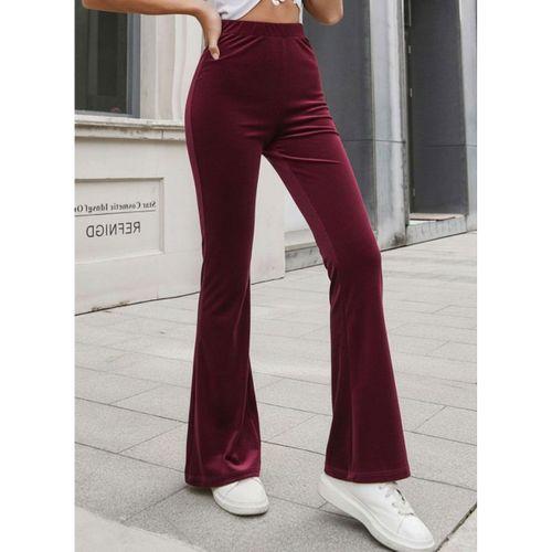 Kadın Yüksek Bel Paçaya Doğru Genişleyen Kadife Pantolon