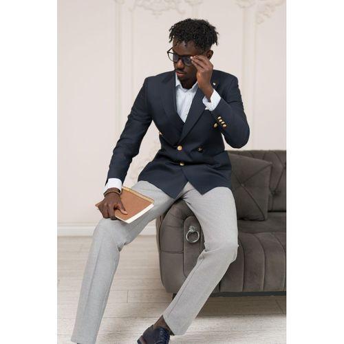 Regular Fit İtalyan Yaka Astarlı Torba Cepli Kruvaze Blazer Ceket