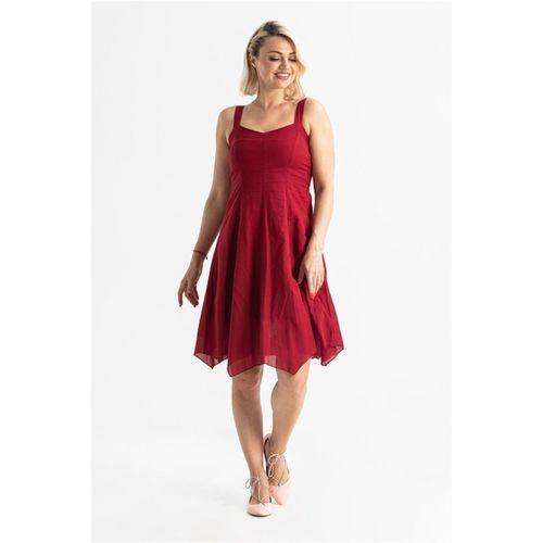 Kolsuz Vual Emel Kısa Yazlık Elbise Bordo Brd