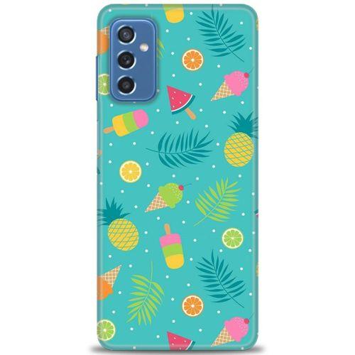Samsung Galaxy M52 5G Kılıf HD Baskılı Kılıf - Dondurma ve Yapraklar + Tam Ekran Koruyucu