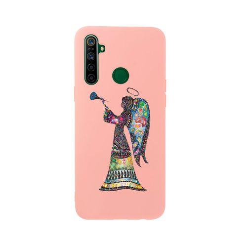 Oppo Realme 5i Mandala Melek Kız Premium Silikonlu Pembe Telefon Kılıfı