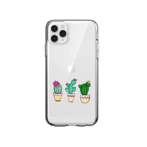 iPhone 11 Pro Kaktüsler Desenli Premium Şeffaf Silikon Kılıf