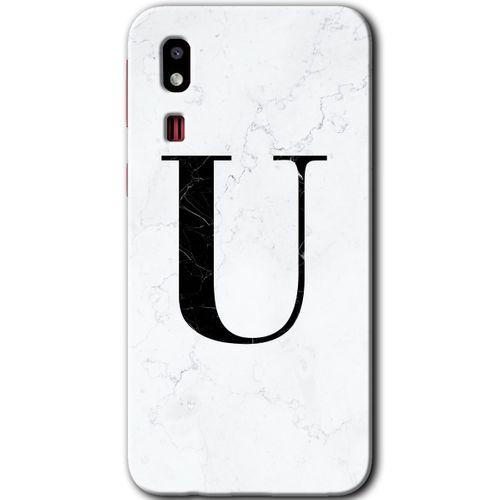 Potkal Hediye Fabrikası Samsung Galaxy A2 Core Kılıf HD Desen Baskılı Arka Kapak - Beyaz Mermer Desenli U Harfi