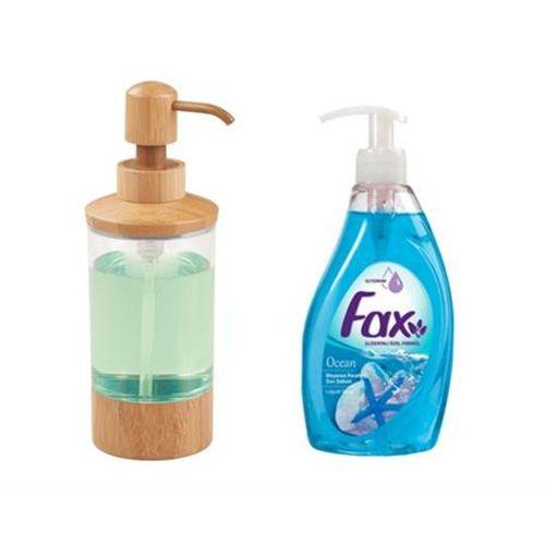 Bambu Akrilik Sıvı Sabunluk Ve 1 Adet 400 Ml Sıvı Sabun Okyanus Kokulu