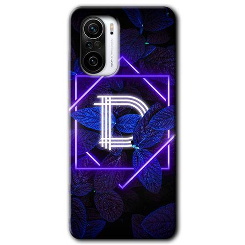 Redmi Mi11i Kılıf HD Desen Baskılı Arka Kapak - Dark Neon Yaprak D Harfi + Kırılmaz Cam