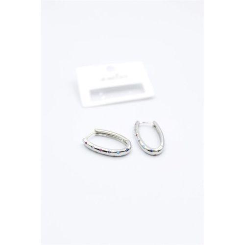 Oval Taşlı Küpe - Gümüş