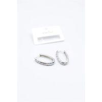 Oval Taşlı Küpe - Gümüş