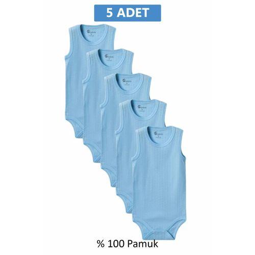 Mavi Askılı Body Zıbın 2-7 YAŞ Çocuklar İçin (5 ADET) Alttan Çıtçıtlı Özel Gereksinimli-D