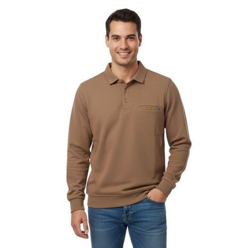 Erkek Gömlek Yaka Petek Doku Cepli Regular Fit Sweatshirt BGL-ST04956