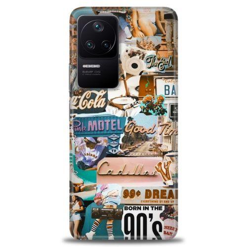 Xiaomi Poco F4 Kılıf HD Baskılı Kılıf - Pink Motel + Tam Ekran Koruyucu