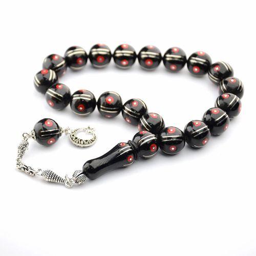 Maskot Mercan Karpuz İşlemeli Oltu Sıkma Tespih