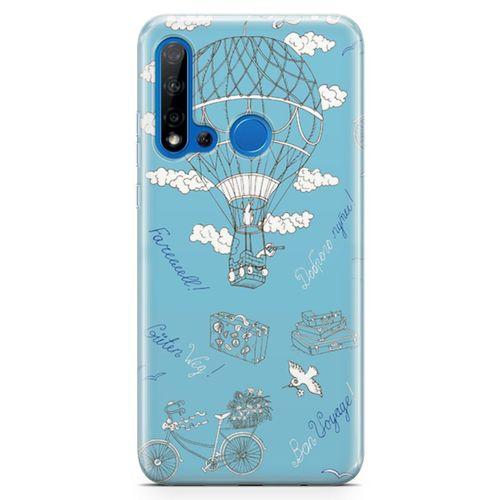 Huawei Nova 5i Kılıf Vintage Seyahat Arka Kapak Koruma Desenli Full Koruyucu