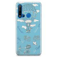 Huawei Nova 5i Kılıf Vintage Seyahat Arka Kapak Koruma Desenli Full Koruyucu