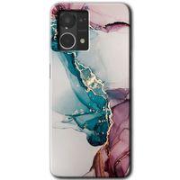 Oppo Reno 7 4G Kılıf HD Desen Baskılı Arka Kapak - Liquid Mermer + Kırılmaz Cam