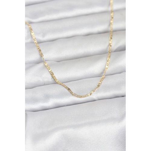 CM 14K Gold Renk Yassı Zincir Model 60 cm Kadın Kolye