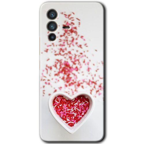Vivo V23 5G Kılıf HD Desen Baskılı Arka Kapak - Kalpli Şekerleme + Kırılmaz Cam