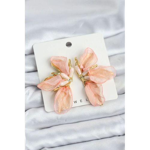 Lotus Model Yavruağızı Renk Tüllü Kadın Küpe