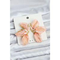 Lotus Model Yavruağızı Renk Tüllü Kadın Küpe