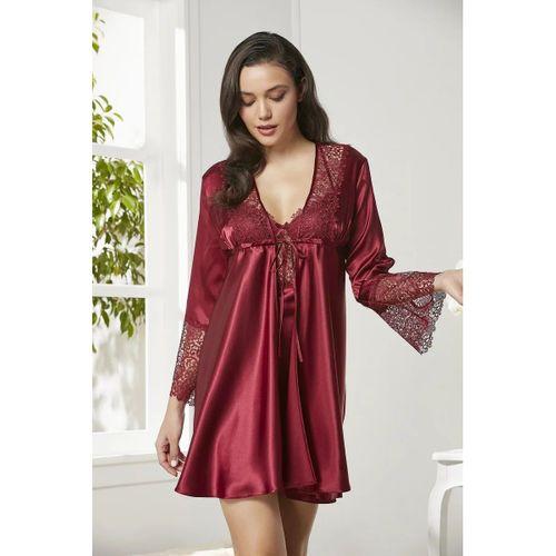 Saten Gecelik Sabahlık Pijama Takım Şort Takım 6'lı Gelin Çeyiz Seti - 6625