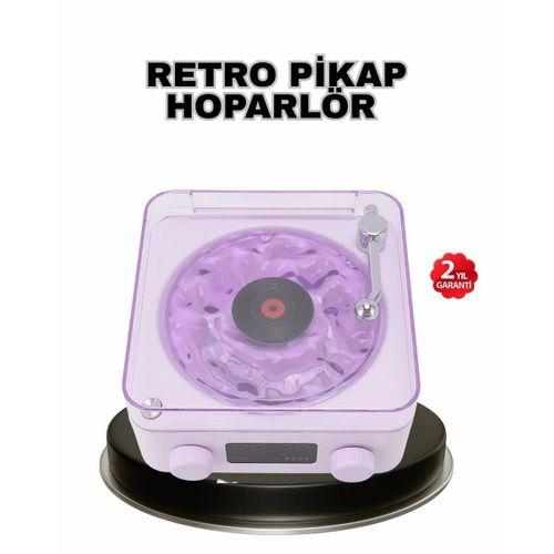 Projektör Işıklı Retro Hoparlör Bluetooth Aux Usb Hafıza Kartlı 360° Sesli Şarjlı