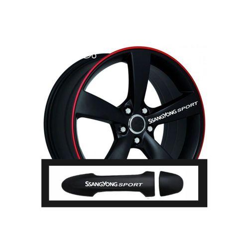 Ssangyong Rodius İçin Uyumlu Aksesuar Oto Kapı Kolu/Jant Sticker 10 Adet 10*1,5 Cm