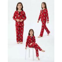 6/14 Yaş Kalpli Ayıcık Baskılı Pamuk Penye Çocuk Pijama Takımı