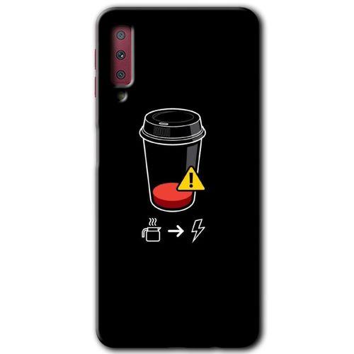 Galaxy A7 2018 Kılıf HD Desen Baskılı Arka Kapak - Coffee Battery