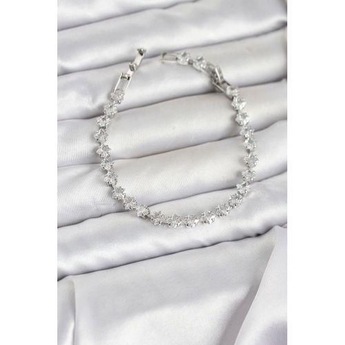 Kare Zirkon Taşlı Gümüş Renk Pirinç Su Yolu Kadın Bileklik