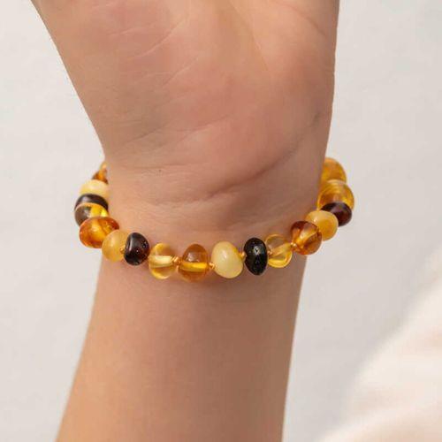 Lucky Life 925 Ayar Gumuss Bebek Damla Kehribar Bileklik