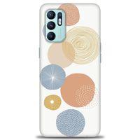 Oppo Reno 6 Kılıf HD Baskılı Kılıf - Mavi Daireler + Tam Ekran Koruyucu