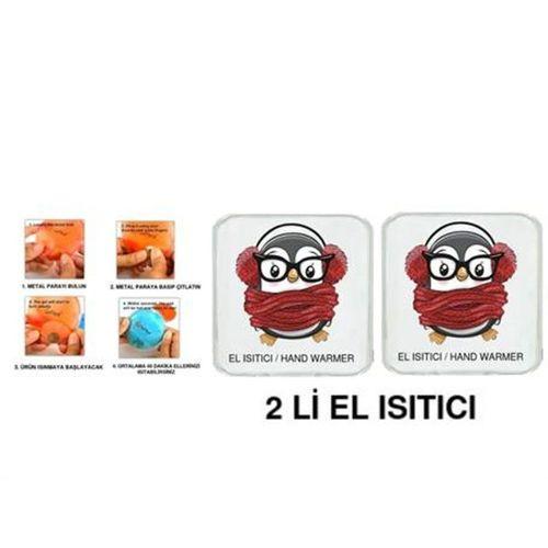 2 Adet Atkılı Penguen Cep Sobası,El Isıtıcı,Sıcak Su Torbası Pvc  10X9,5Cm