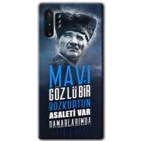 MRCİLETİSİM MRCİLETİSİM Samsung Galaxy Note 10 Plus Kılıf HD Desen Baskılı Arka Kapak + Temperli Cam - Bozkurt Atatürk