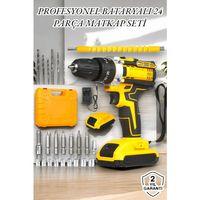 24 Parça Çift Bataryalı  Matkap Seti 24w Motor Ve Otomatik Mil Kilitli Tasarım