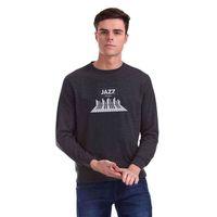 International Jazz Day Piano Shadow Baskılı Füme Antrasit Erkek Sweatshirt