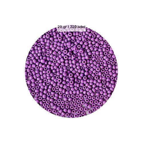 Mor Renk 4 mm Yaklaşık 220 adet/20 gram Cam Boncuk Oya Yazma Bileklik ve Kolye