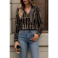 Kadın Uzun Kollu V Yakalı Desenli Dalgıç Bluz