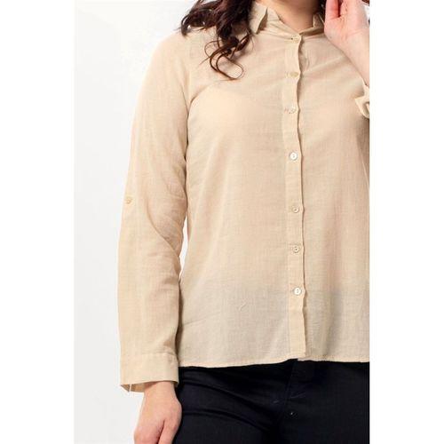 Uzun Kol Vual Avşar Yazlık Gömlek Vizon Vzn