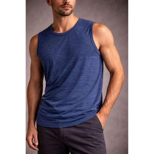 Erkek Flamlı Kumaş Sıfır Kolsuz Atlet Basic Spor Üst, Günlük Ve Fitness Kullanımına Uygun - İndigo