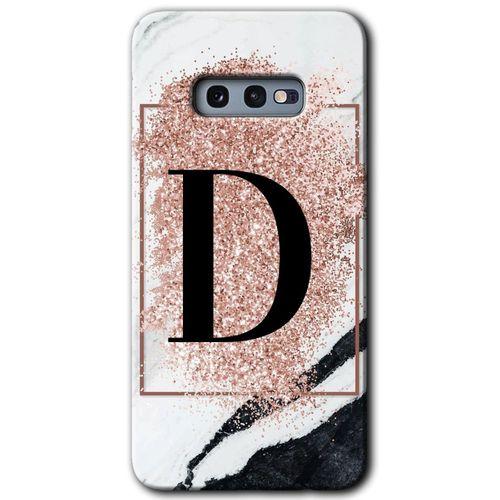 Potkal Hediye Fabrikası Samsung Galaxy S10e Kılıf HD Desen Baskılı Arka Kapak - Pembe Mermer Desenli D Harfi